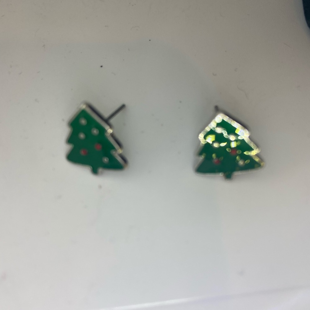 Earrings Christmas Trees Pierced Holiday